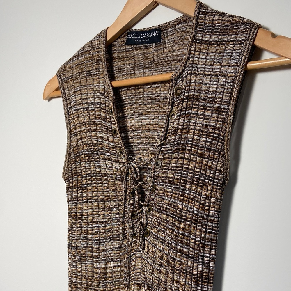 Vintage Dolce & Gabbana Knit Lace-Up Top